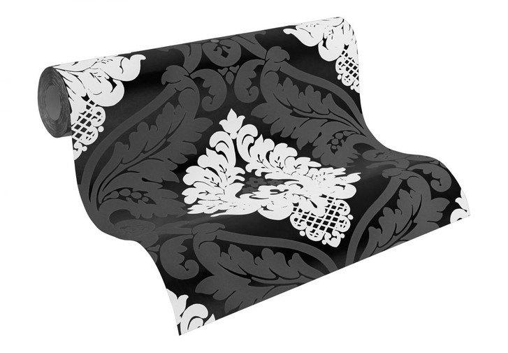 Mustertapeten Livingwalls Vliestapete Flock 4 Schwarz, Signalweiss, Graphitgrau - WA154265