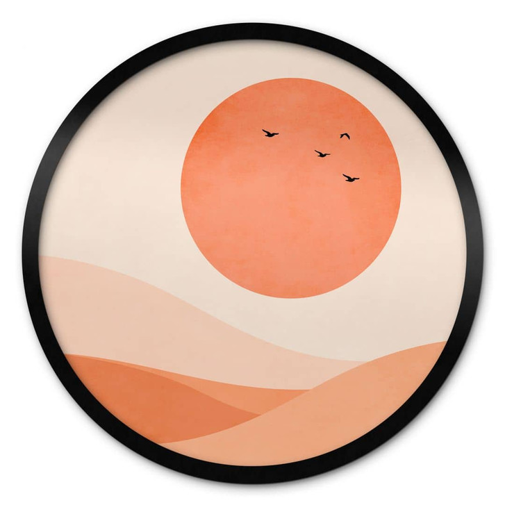 Poster Harmonische Landschaft orange - Kubistika - Rund - WA409102