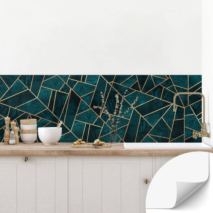 Selbstklebende Küchenrückwand Fredriksson - Blau-grüner Edelstein - WA343874