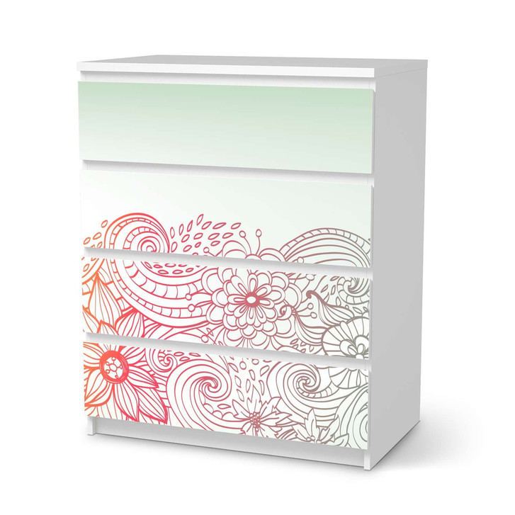 Folie IKEA Malm Kommode 4 Schubladen - Floral Doodle - CR105595