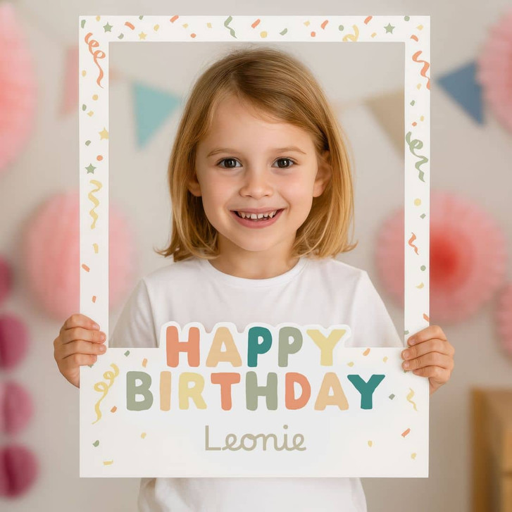 Fotorahmen Happy Birthday mit Konfetti - personalisierbar - WA485018