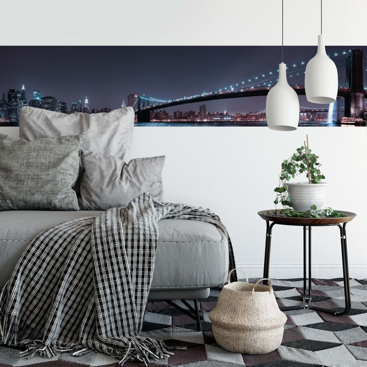 Fototapete Bravin - Manhattan Skyline bei Nacht - 48 x 260 cm - WA226160