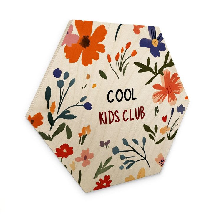 Hexagon Holzbild Cool Kids Club Bunte Blumen - Treechild - WA495518