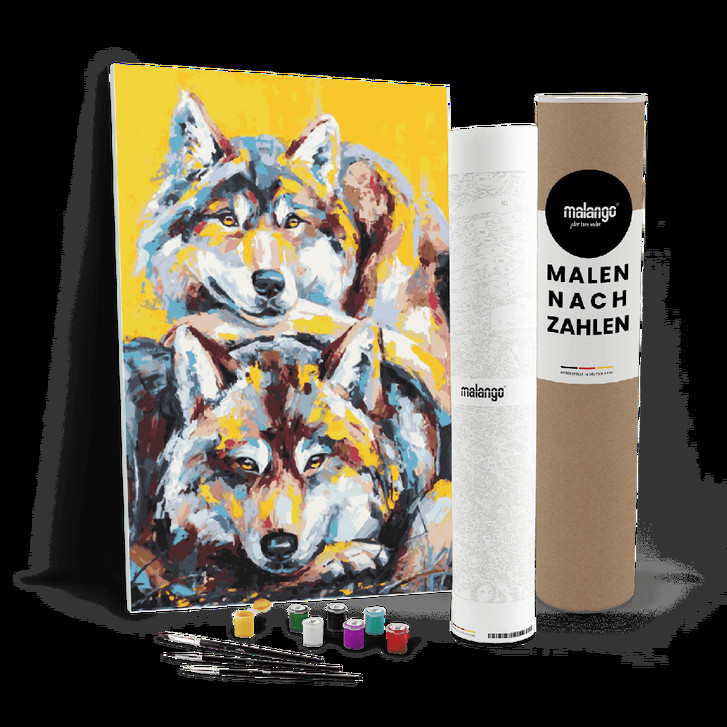 Malen nach Zahlen Leinwandbild - Wolf Paar - WA446934