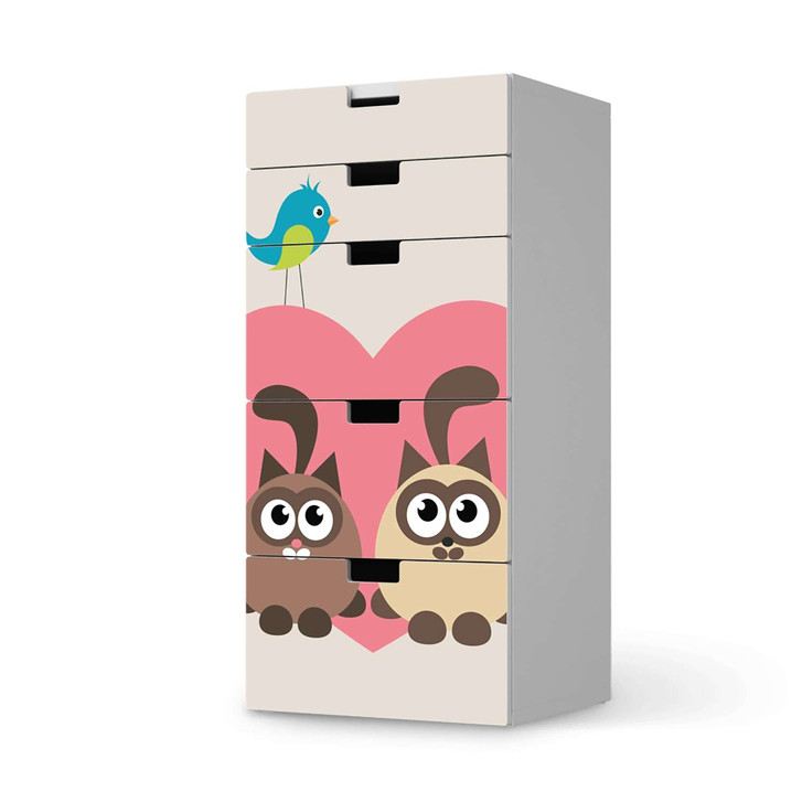 Möbel Klebefolie IKEA Stuva / Malad Kommode - 5 Schubladen - Cats Heart - CR114074