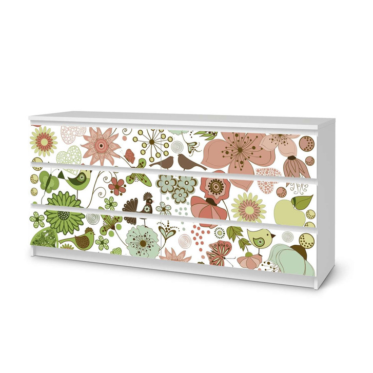 Möbelfolie IKEA Malm Kommode 6 Schubladen (breit) - Flower Pattern - CR116562