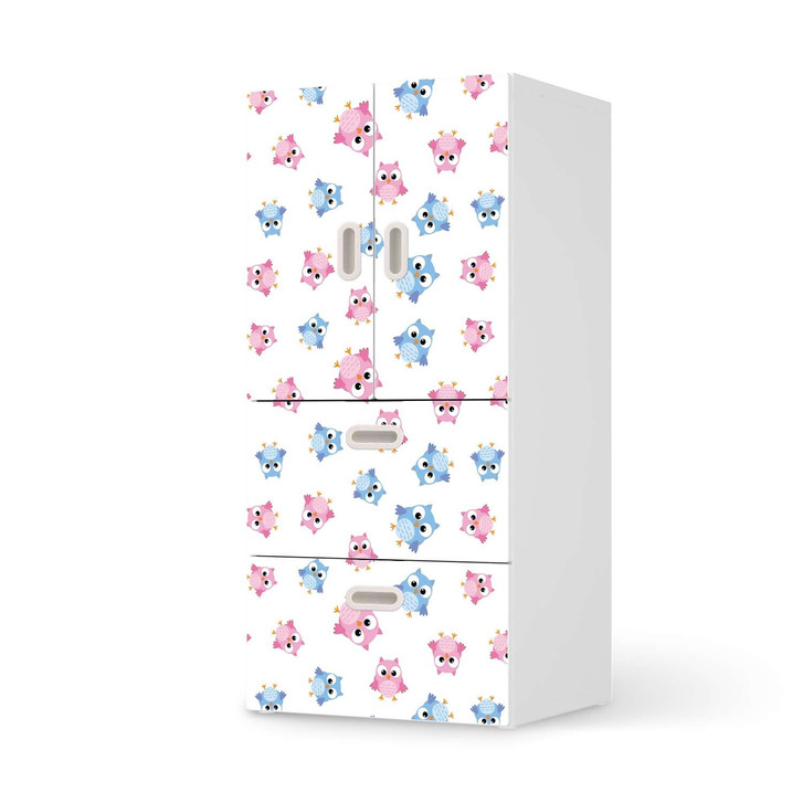 Möbelfolie IKEA Stuva / Fritids - 2 Schubladen und 2 kleine Türen - Eulenparty - CR117444