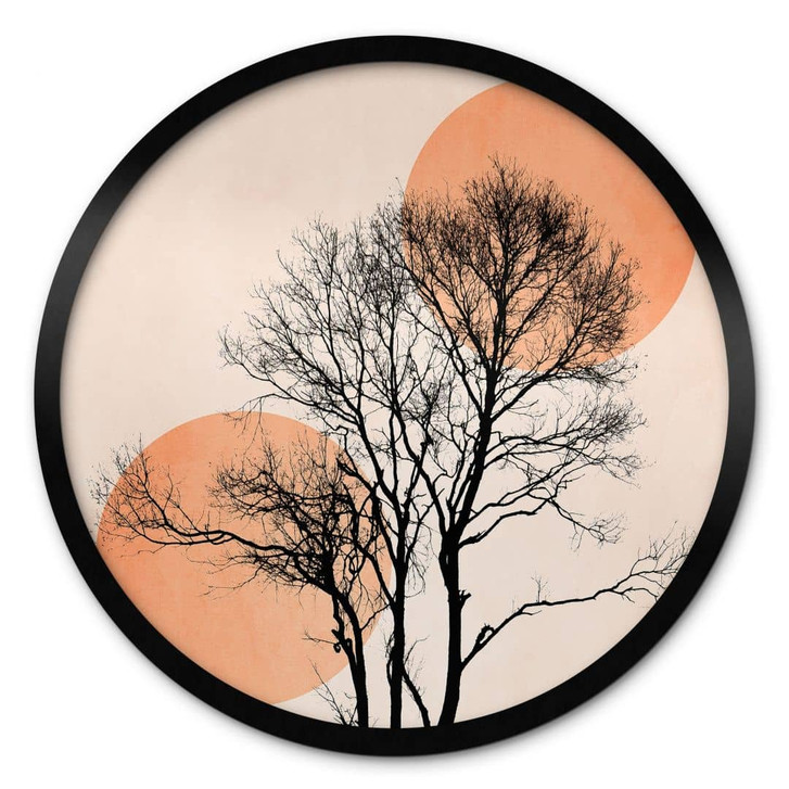 Poster Sonne und Mond in Orange - Kubistika - Rund - WA409237