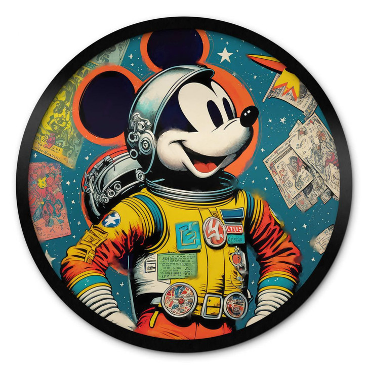 Poster Treechild - Mickey als Astronaut im Retro Stil - Rund - WA407592