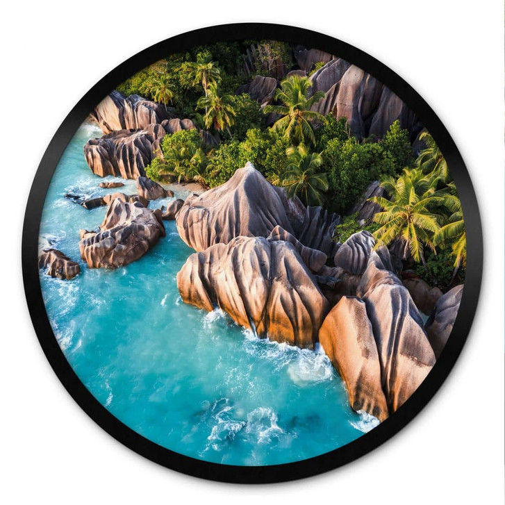 Poster Tropische Felsenküste der Seychellen - Colombo - Rund - WA473718