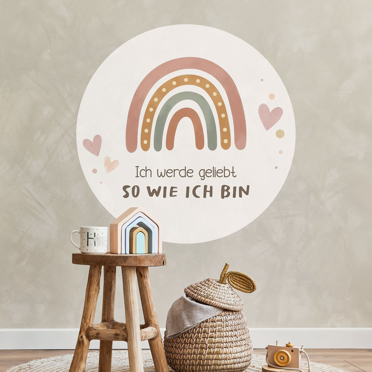 Rundes Wandtattoo mit Boho-Regenbogen - Kraftsatz 