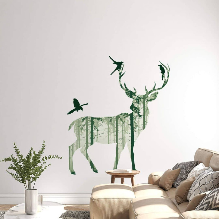 Wandsticker Hirsch Silhouette grün - WA200821