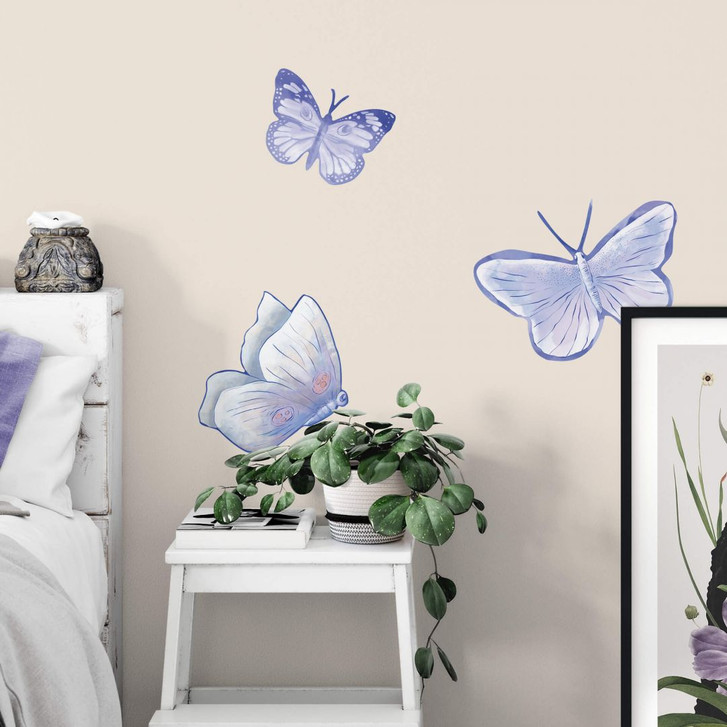 Wandtattoo Schmetterlinge handgezeichnet lila-blau 3-teilig - WA383968