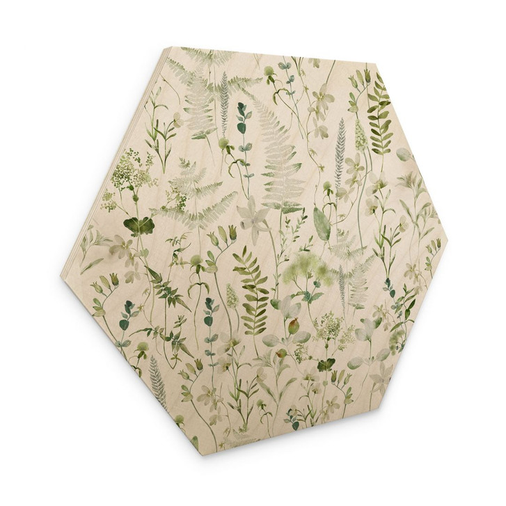 Hexagon Holzbild Kräuter und Wildblumen - UN Designs - WA401149