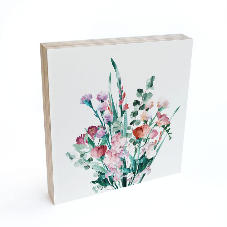 Holzbild zum Hinstellen - Wildblumen Bouquet im Frühling - Goed Blauw - 15 x 15 cm - WA475075