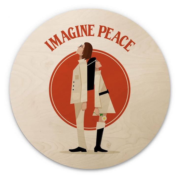 Holzbild Imagine Peace - Zwei für Frieden und Hoffnung - Retrodrome - Rund - WA435553