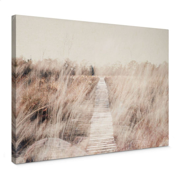 Leinwandbild Verträumte Landschaft mit Holzsteg - Imaginative - 75 x 50 cm - RS103139