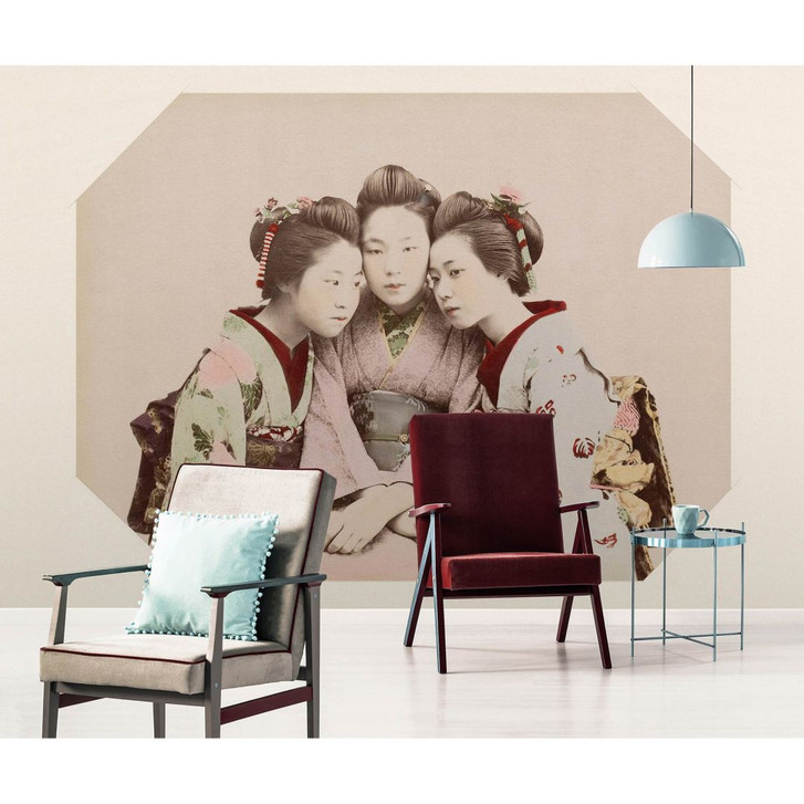 Livingwalls Fototapete Walls by Patel 3 Kyoto 1 beige, braun, grün, rosa, gelb - WA335823