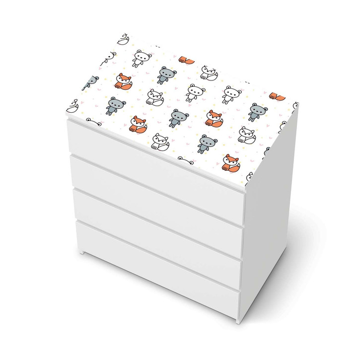 Möbelfolie IKEA Malm Kommode 4 Schubladen oben - Teddy Pattern - CR116510