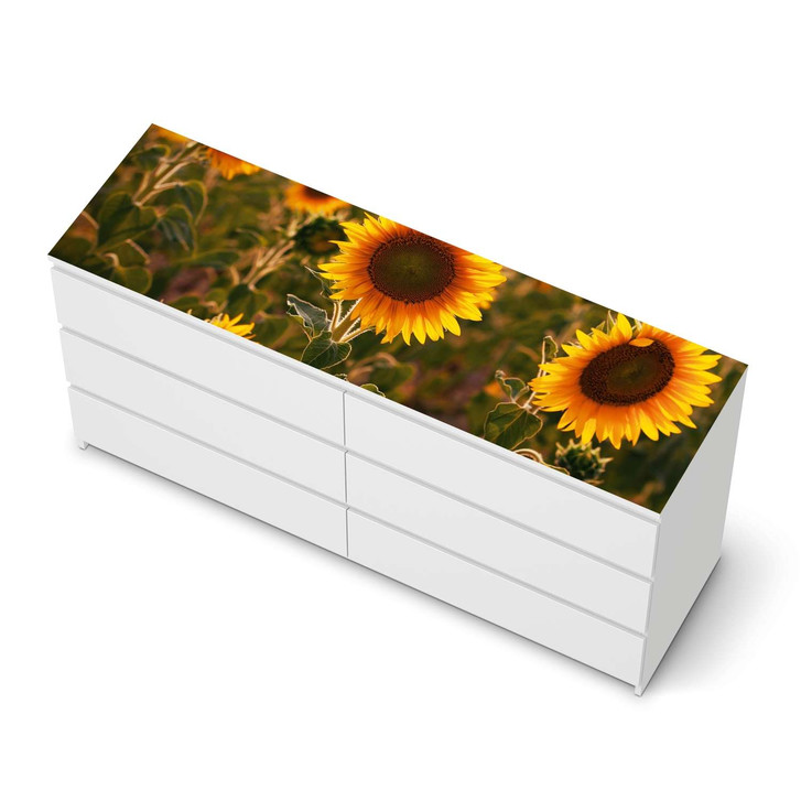 Möbelfolie IKEA Malm Kommode 6 Schubladen (breit) oben - Sunflowers - CR116687