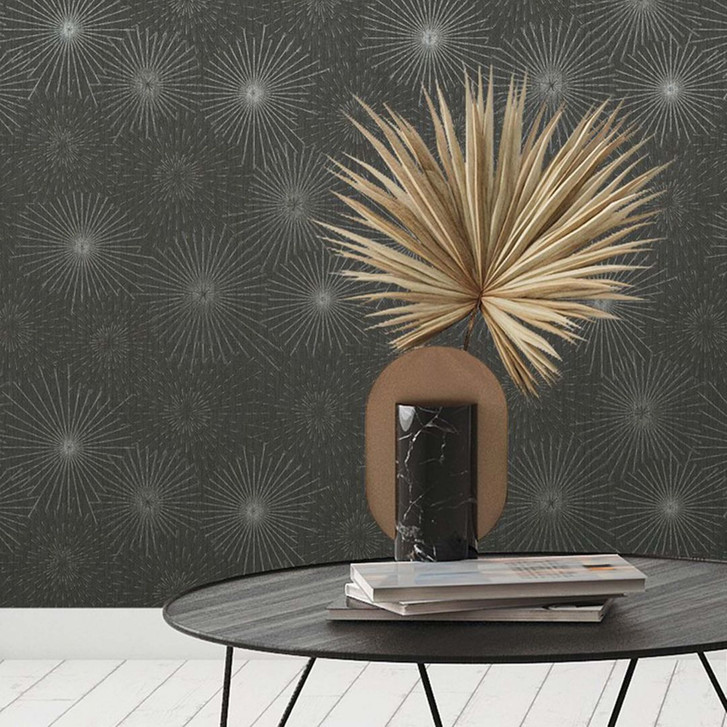 Mustertapete Kreise Schwarz Vliestapete Design Tapete modern für Schlafzimmer - WA378648