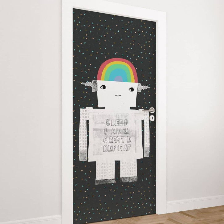Türfolie Regenbogen-Roboter Sleep Laugh Create - Treechild - WA510045