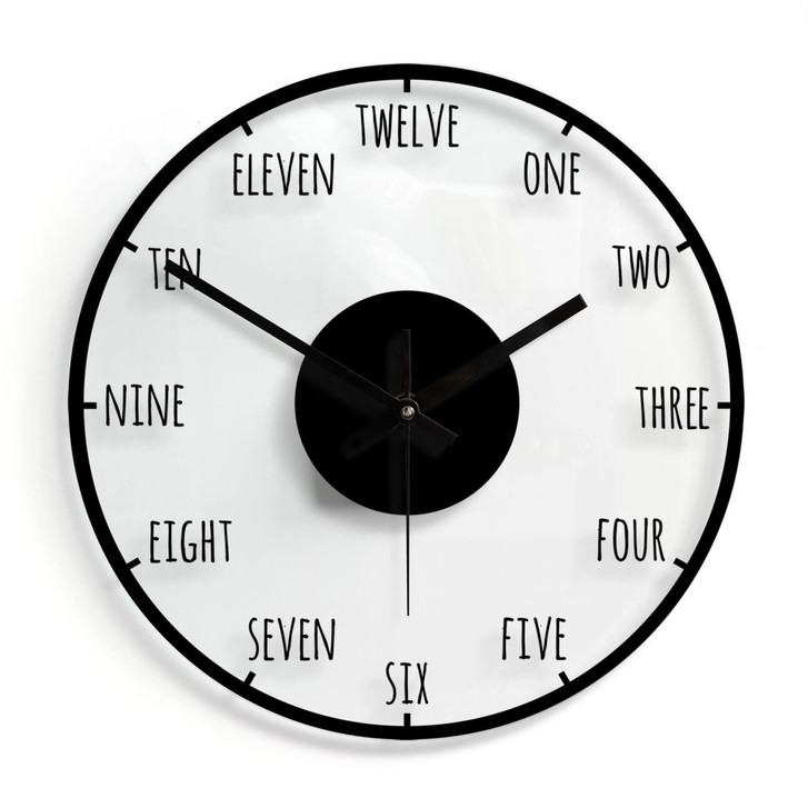 Wanduhr aus Glas - Zahlwörter Ø30cm - WA298351