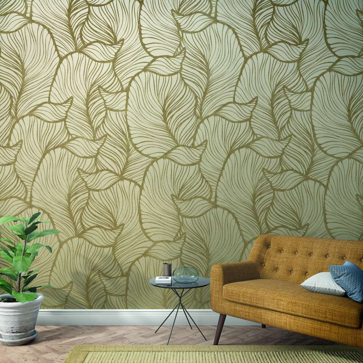 Fototapete mit abstraktem Blattmotiv Beige ,Floral 2.70 x 1.59 m - WA448999