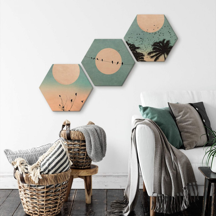 Hexagon-Set - Holz Birke-Furnier Kubistika - Monde (3er Set) - WA253442