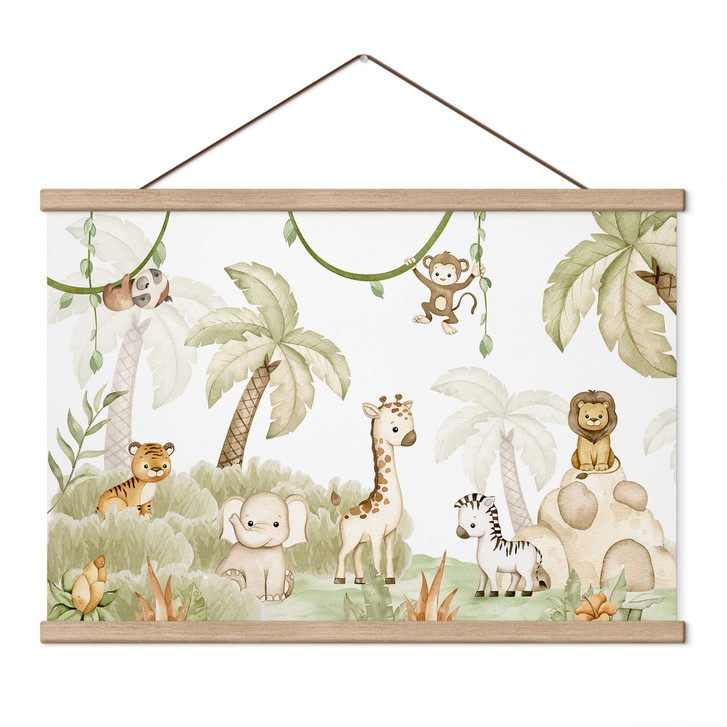 Kinderzimmer Stoffbild Niedliche Tiere unter Palmen - Oliver Robins - WA518335