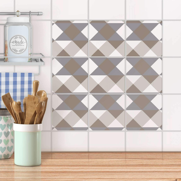 Klebefliesen - Triangle Pattern - Grau - 9er Set - CR108194
