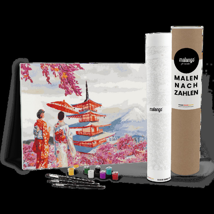 Malen nach Zahlen Leinwandbild - Geishas vor Fuji - WA446920