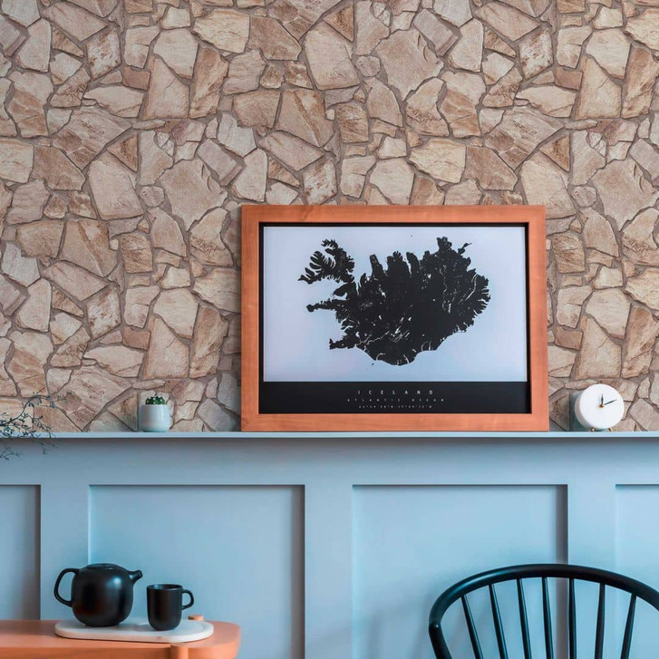 Steintapete Grau Creme - Steinoptik Tapete - Vliestapete Schlafzimmer Büro - WA506487