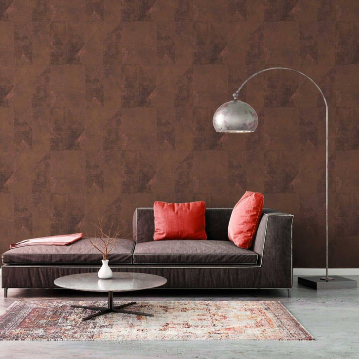 Strukturtapete Braun - Grafik-Tapete Metallic-Effekt - Vliestapete Schlafzimmer Küche - WA396048