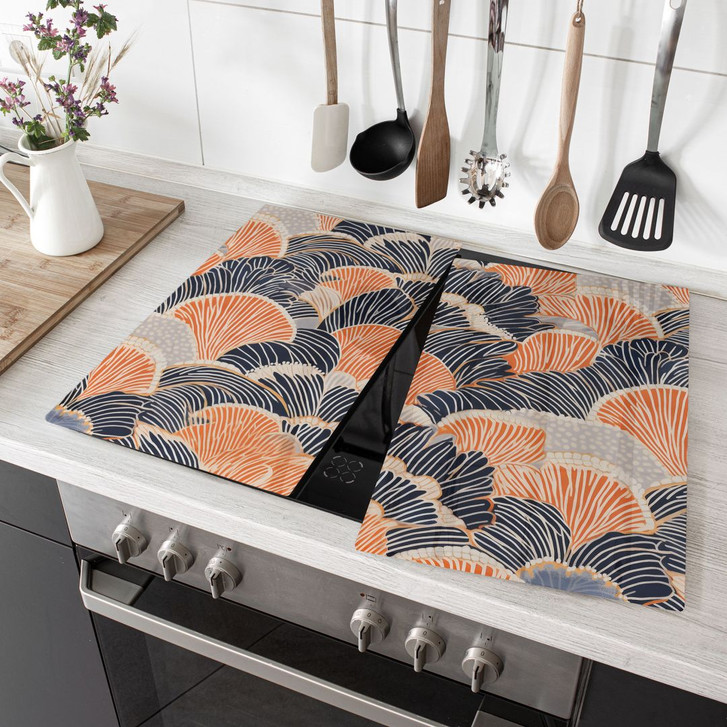 Herdabdeckplatte Muschelmuster in Orange-blau - Treechild - WA425952