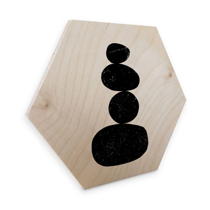 Hexagon - Holz Birke-Furnier Nouveauprints - Pebbles 3 black - WA289087