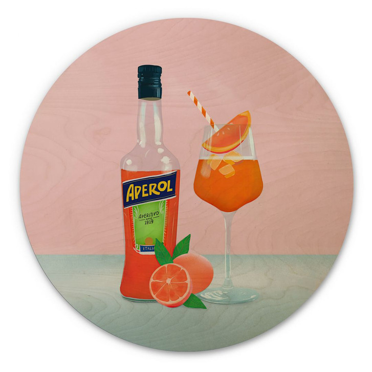 Holzbild Aperol Spritz - Lizde - Rund - WA400495