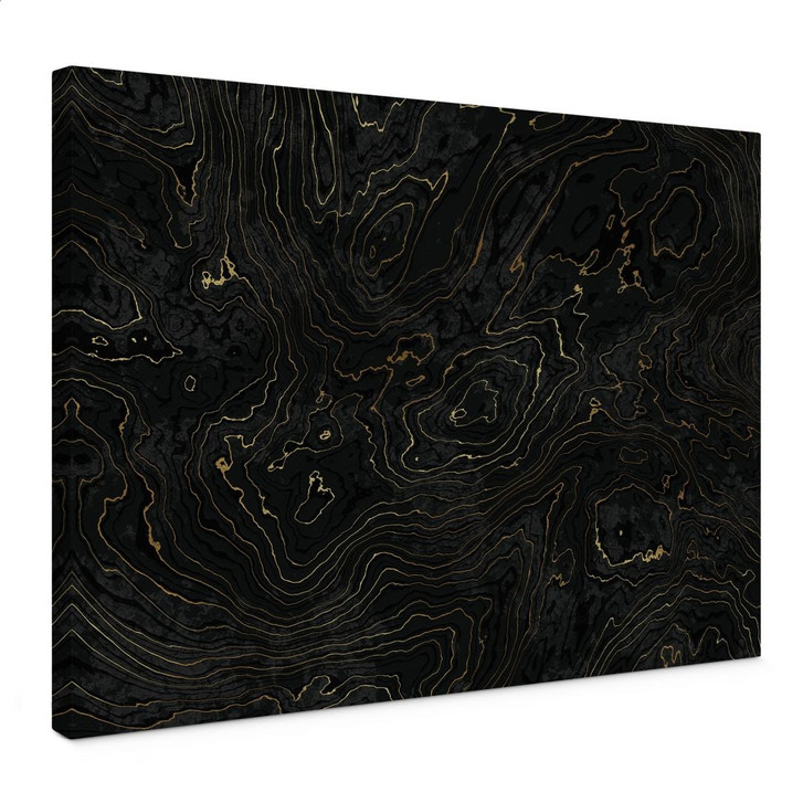 Leinwandbild Abstrakte Linien Schwarz-gold - Amini - WA496377