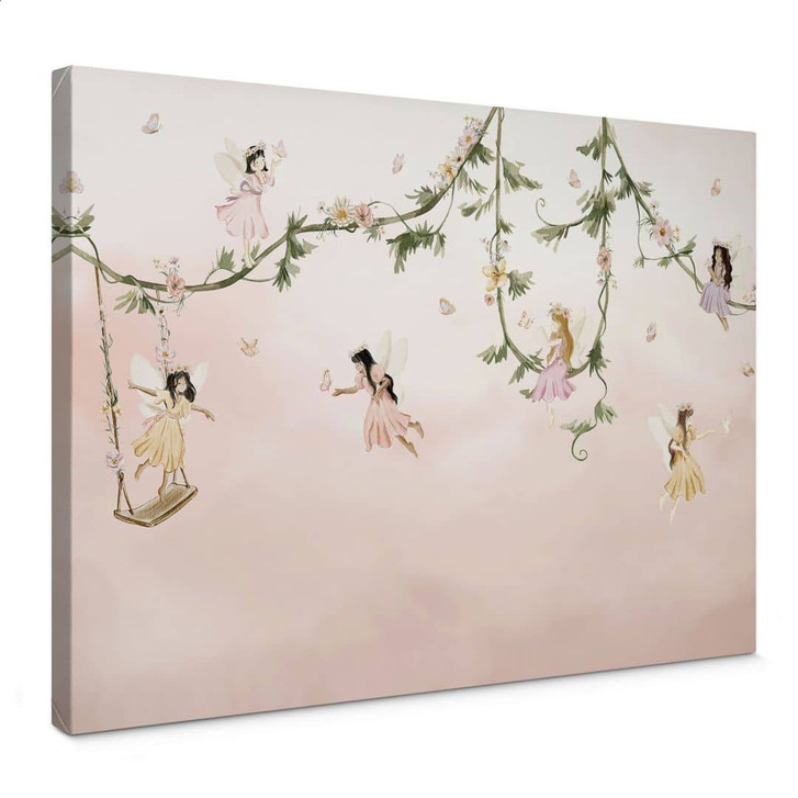 Leinwandbild Kleine Feen über rosa Wolken - Oliver Robins - WA405088