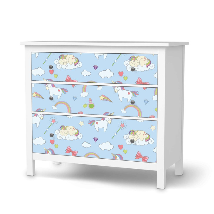 Möbelfolie IKEA Hemnes Kommode 3 Schubladen - Rainbow Unicorn - CR114775