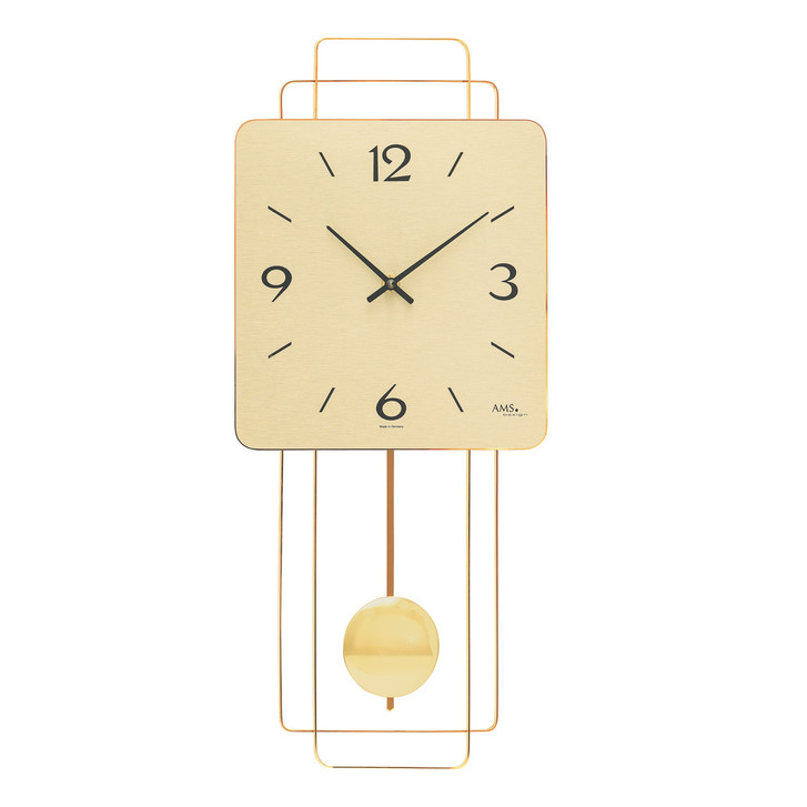 Pendelwanduhr Holzgehäuse, Metall-Design Messing - UG100712