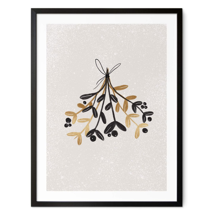 Poster Weihnachten - Mistelzweig in schwarz gold - Orara Studio - WA408471
