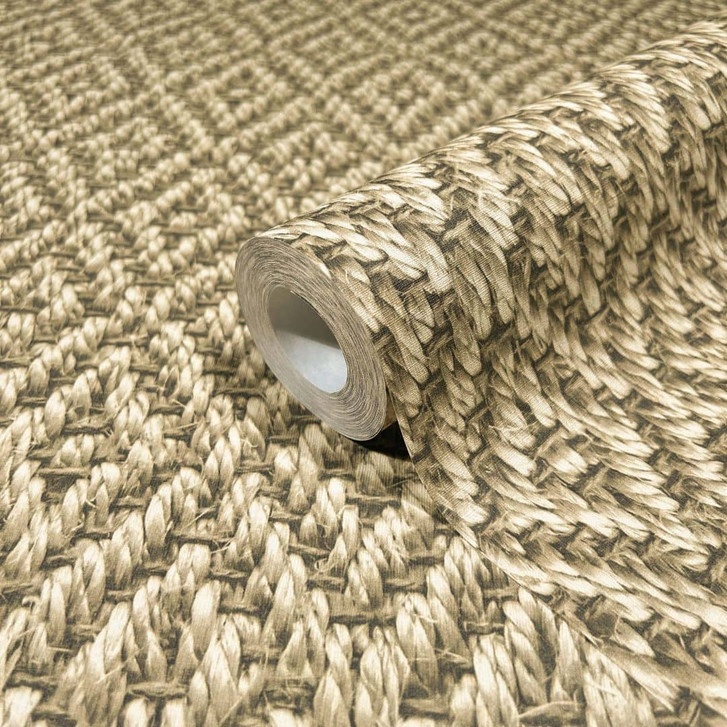 Vliestapete in 3D-Rautenoptik aus Flecht beige Textiloptik - WA445509