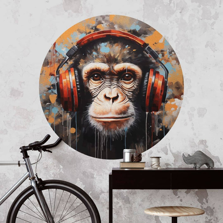 Wandtattoo DJ Affe mit Kopfhörer - Magnusson - Rund - WA412815
