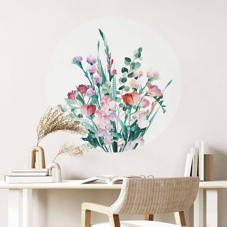 Wandtattoo Wildblumen Bouquet im Frühling - Goed Blauw - Rund - WA484124