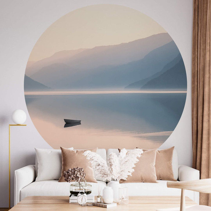 Fototapete Davidsson - See und Berge in malerischer Harmonie - Rund - Selbstklebend/Vlies - WA353199