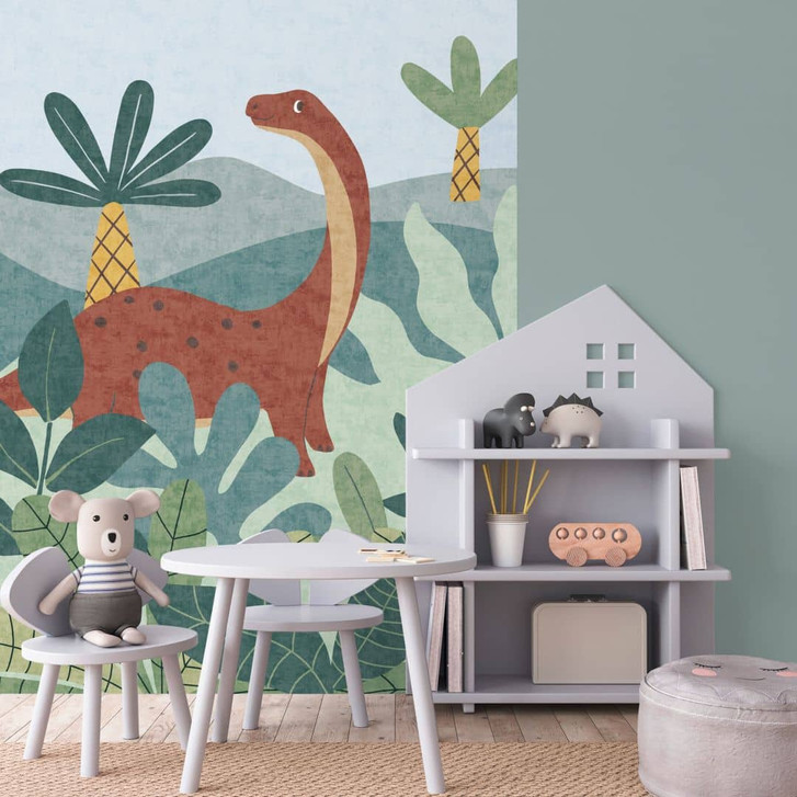 Fototapete Dinosaurier Dschungeloptik Bunt - Kinderzimmer Vliestapete - WA460907