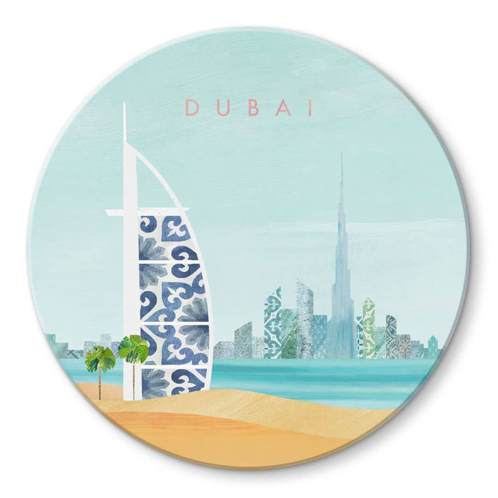 Glasbild Strand von Dubai - Burj Al Arab - Rivers - Rund - WA471797