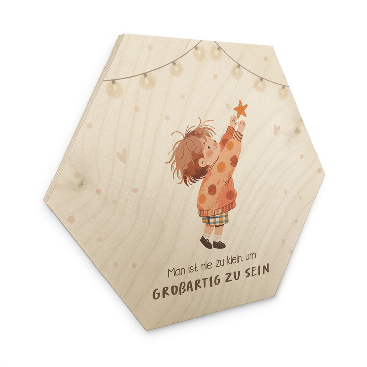 Holzbild Hexagon mit Kind und Stern - Bestärkung 