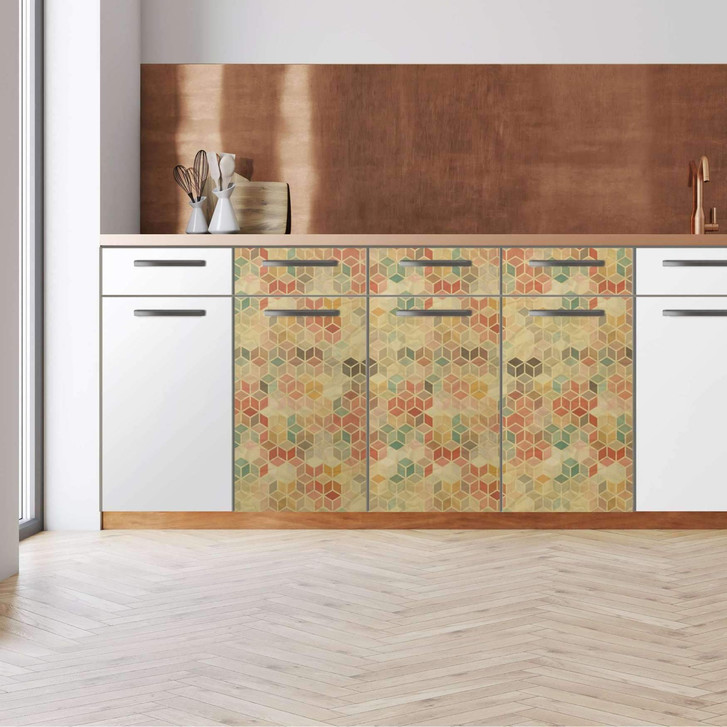 Küchenfolie - Unterschrank 120cm Breite - 3D Retro Pattern - CR112206
